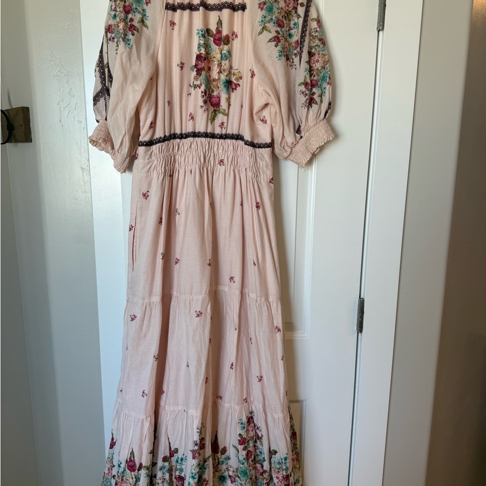 Anthropologie Dusty Blush Embroidered Floral Maxi Dress - Picture 3 of 4